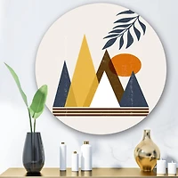 Designart - Abstract Sun and Moon In Mountains I