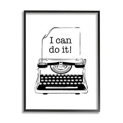 Stupell Industries Vintage Typewriter Inspirational Black Framed Wall Art