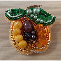 Crystal Art Beadwork Kit For Creating Broоch Apricot