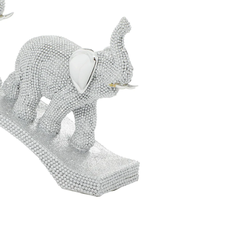 14" Silver Glam Elephant Sculpture