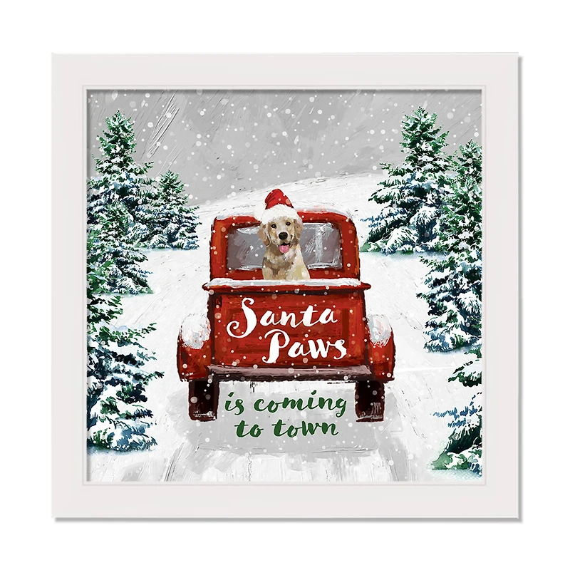 Santa Paws in Coming to Town Framed Canvas Wall Art