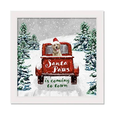 Santa Paws in Coming to Town Framed Canvas Wall Art