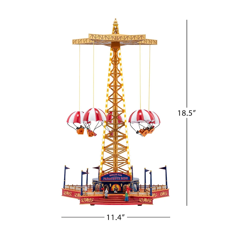 90th Anniversary Collection 18.5" Animated & Musical LED World's Fair Parachute Ride Accent