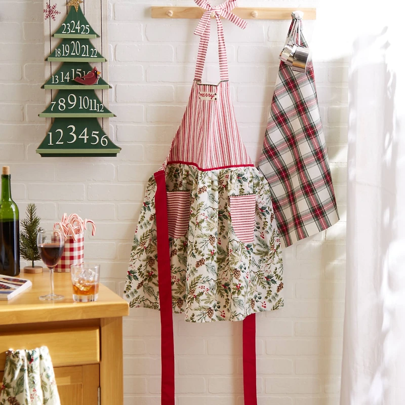 DII® Merry Holiday Sprigs Christmas Skirt Apron