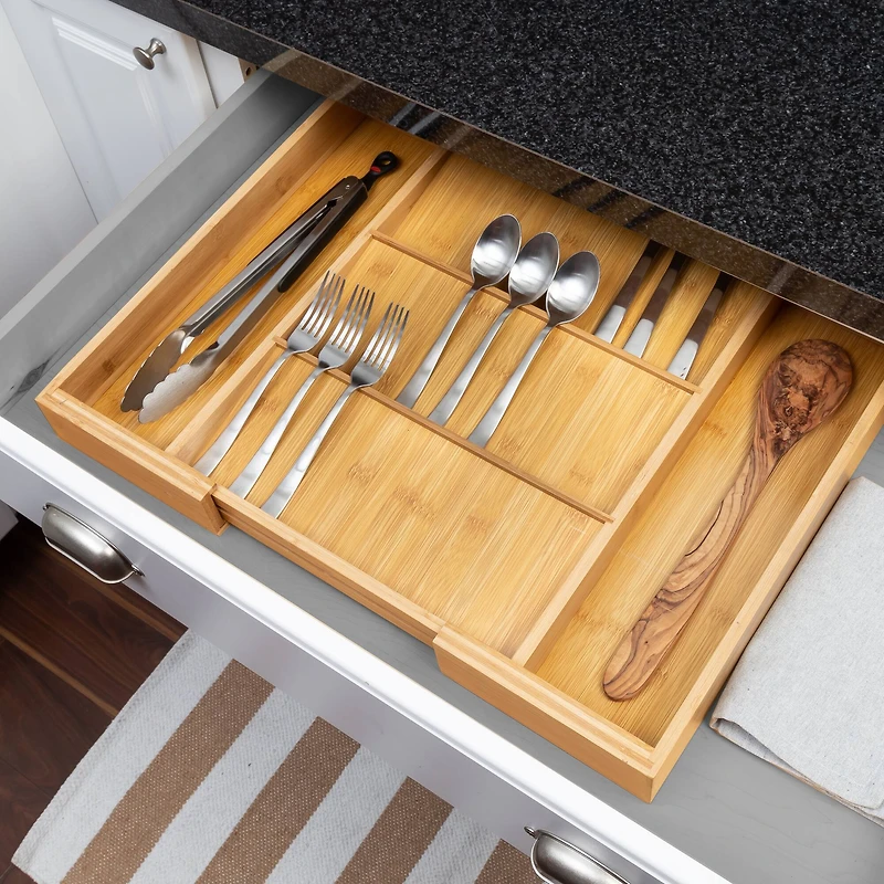 Honey Can Do Natural Adjustable Bamboo Drawer Organizer