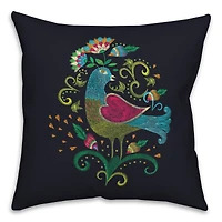 Bright Folk Bird 18" x 18" Throw Pillow