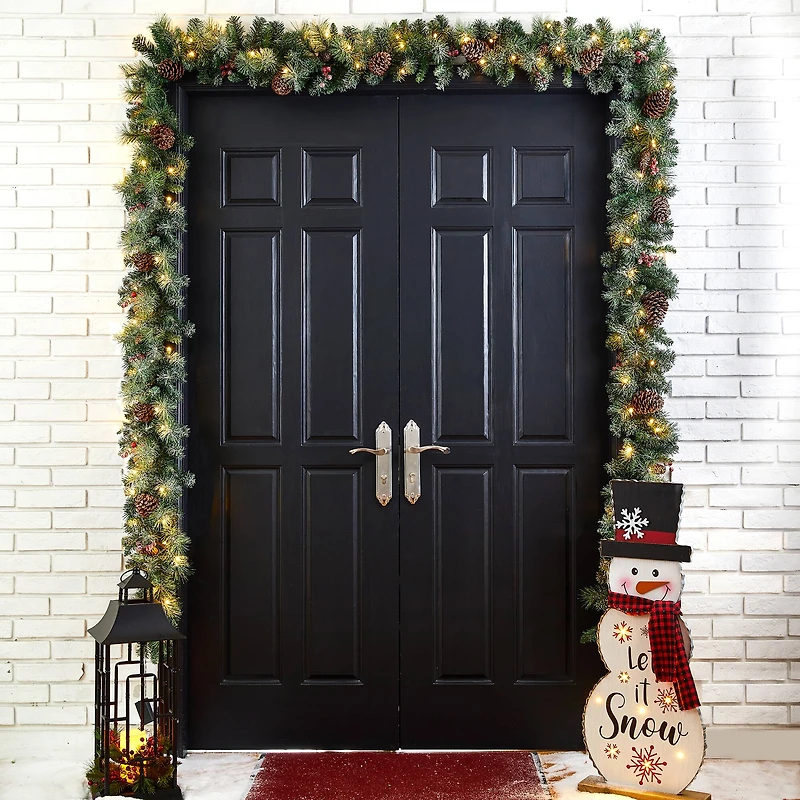 Glitzhome® 9ft. LED Glittered Pinecone Christmas Garlands, 2ct.