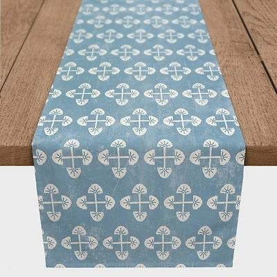 72" Blue Tribal Pattern Cotton Twill Runner