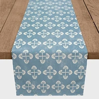 72" Blue Tribal Pattern Cotton Twill Runner