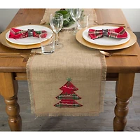 DII® 72" Embroidered Tree Burlap Table Runner
