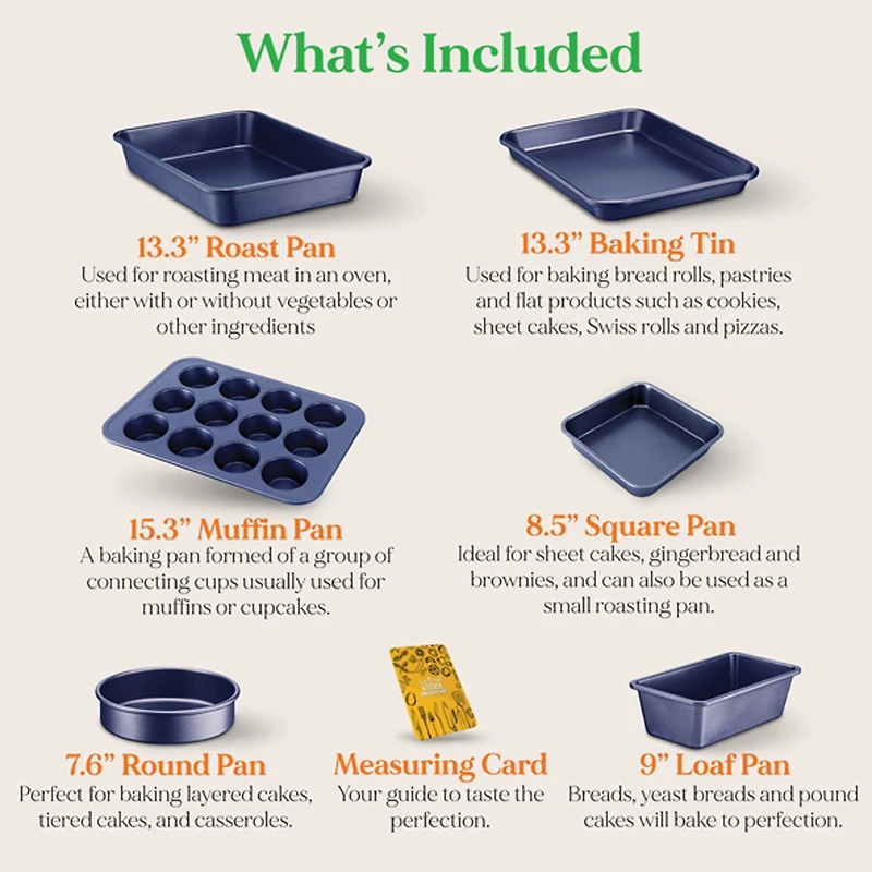 NutriChef Blue Non-Stick Kitchen Bakeware Set