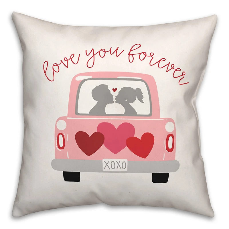 Valentines Truck 16" x 16" Throw Pillow