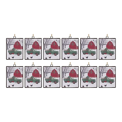 12ct. Glass Truck & Barn Ornament