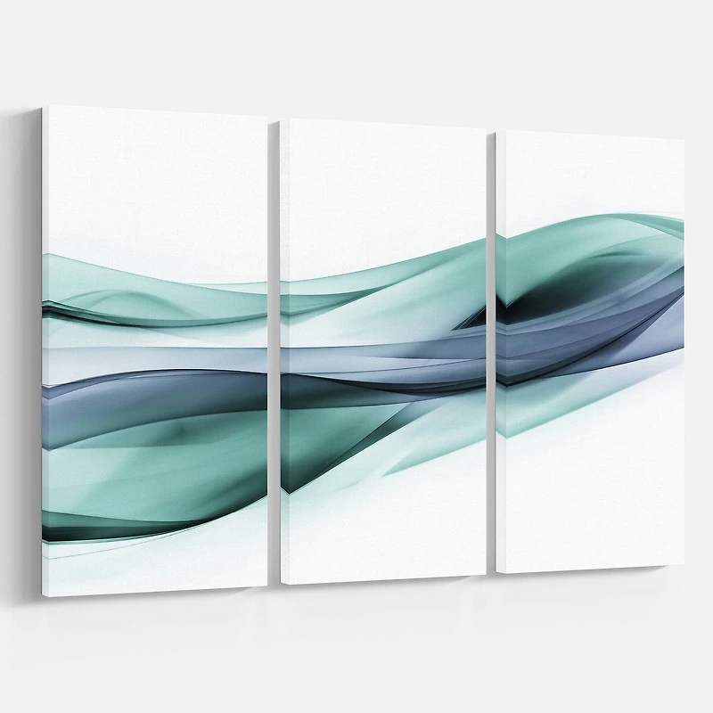 Designart - Fractal Lines Grey Blue