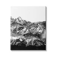 Stupell Industries Snow Cap Mountains High Contrast Black White Landscape Canvas Wall Art