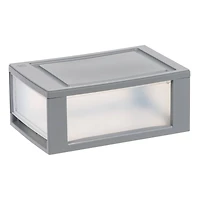 IRIS® 6qt. Gray Stackable Storage Bin with Clear Drawer