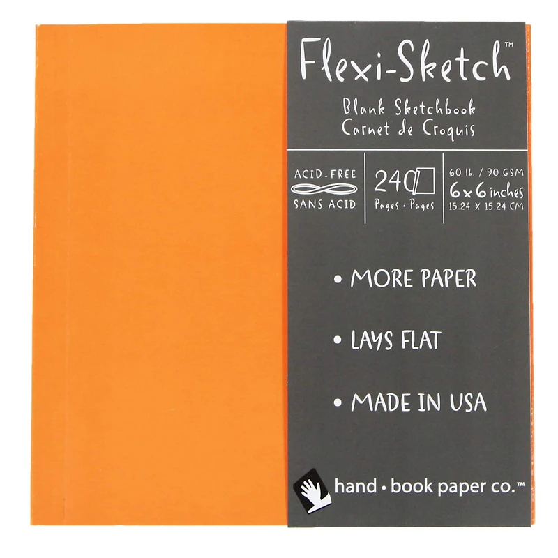 Global Art Flexi-Sketch™ Sketchbook, Mandarin 6" x 6"