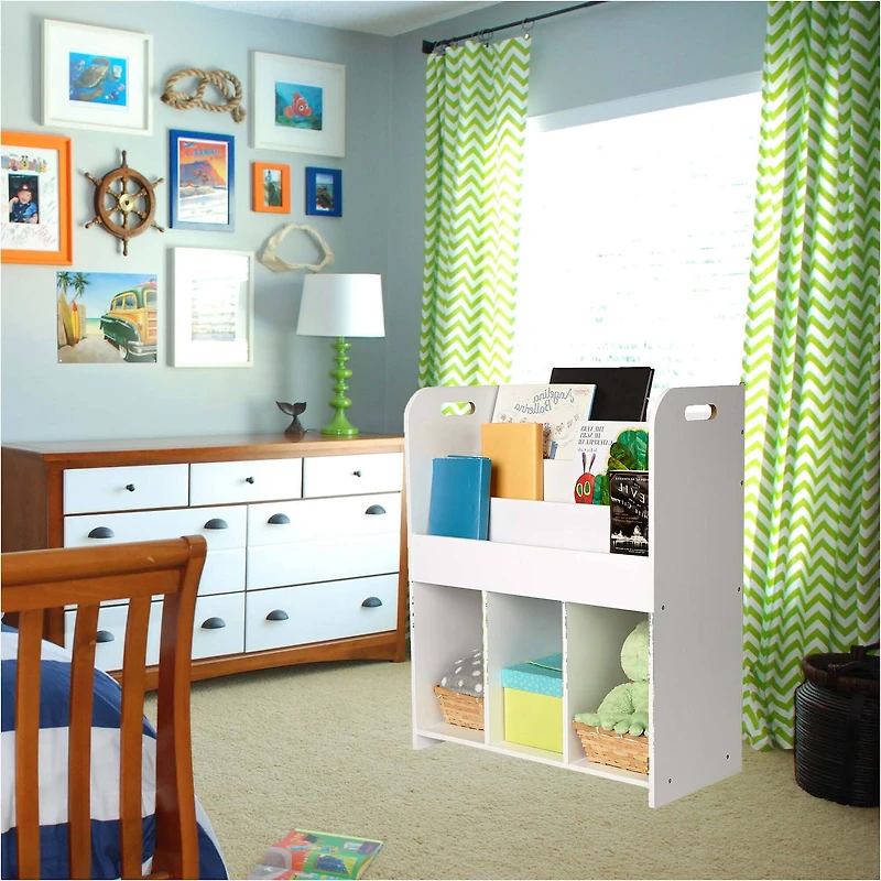 Mind Reader 2-Tier Kid's White Storage Shelf Unit