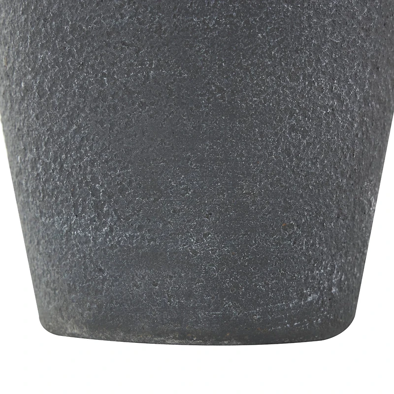 15" Black Ceramic Whitewashed Textured Vase