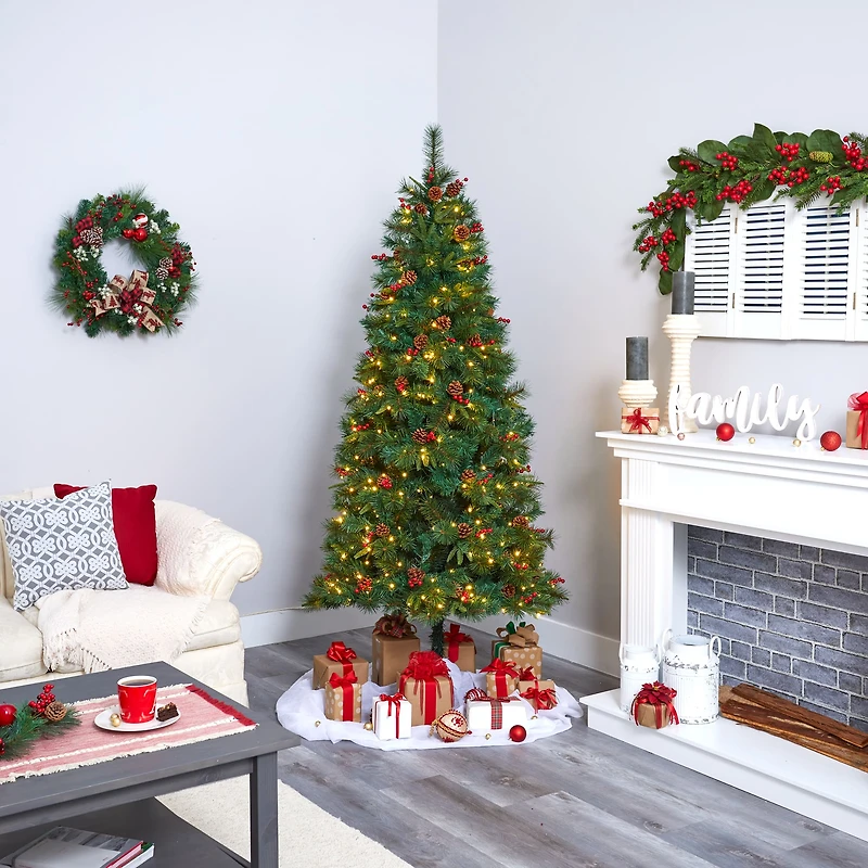 7ft. Pre-Lit Mixed Pine Artificial Christmas Tree, Clear LED Lights