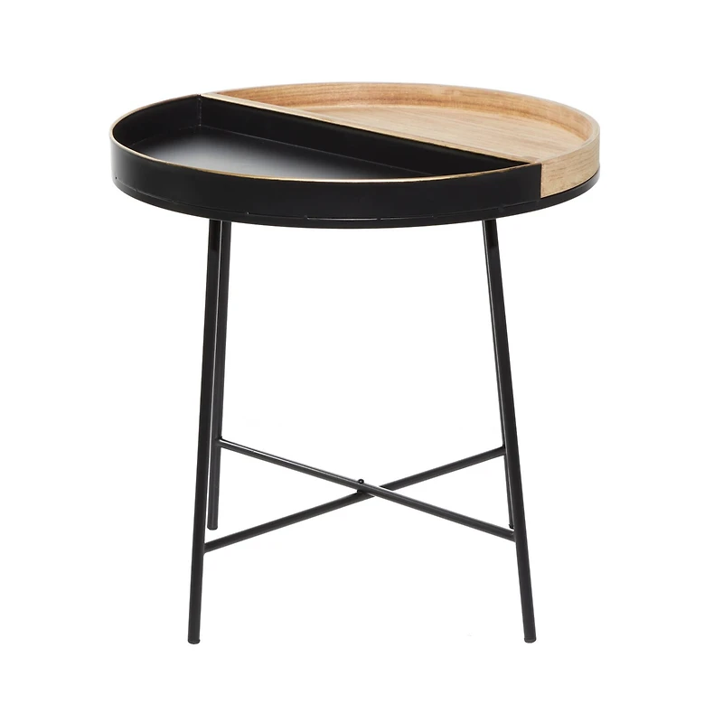 22" Black Metal Contemporary Accent Table
