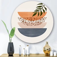 Designart - Abstract Geometrical Sun and Moon With Leaf III