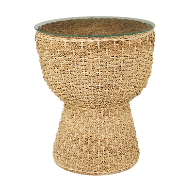 Brown Seagrass Bohemian Accent Table 24" x 20" x 20"