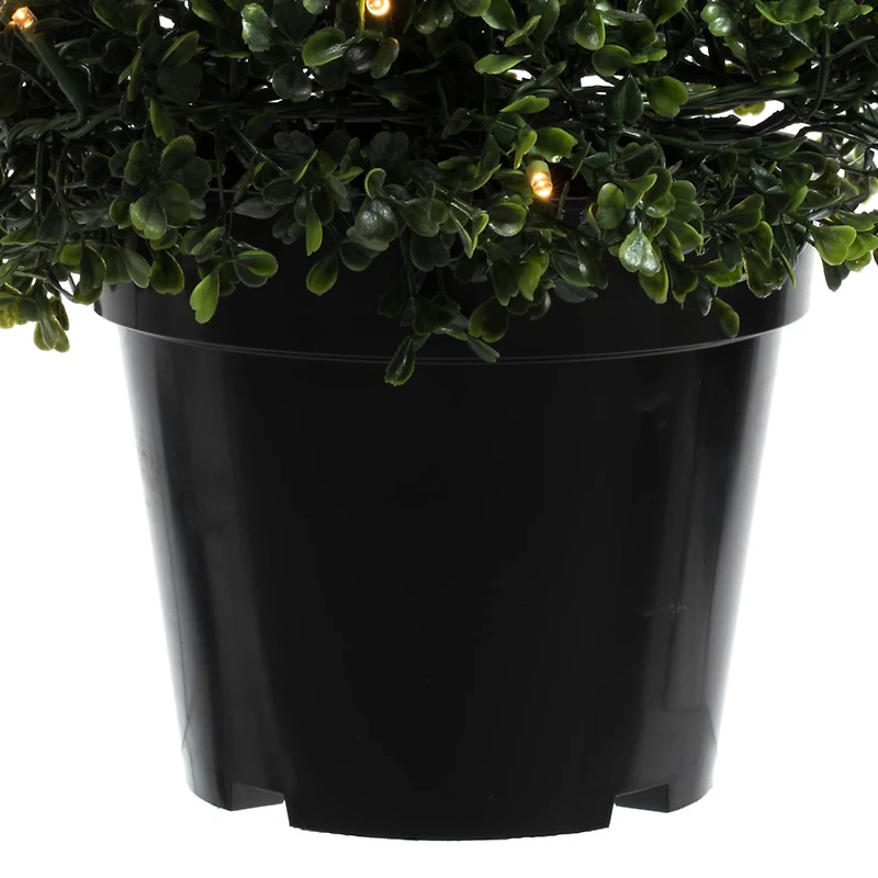 5ft. Pre-Lit Potted Boxwood Cone