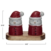 Hello Honey® Santa Salt & Pepper Shakers on Acacia Wood Tray