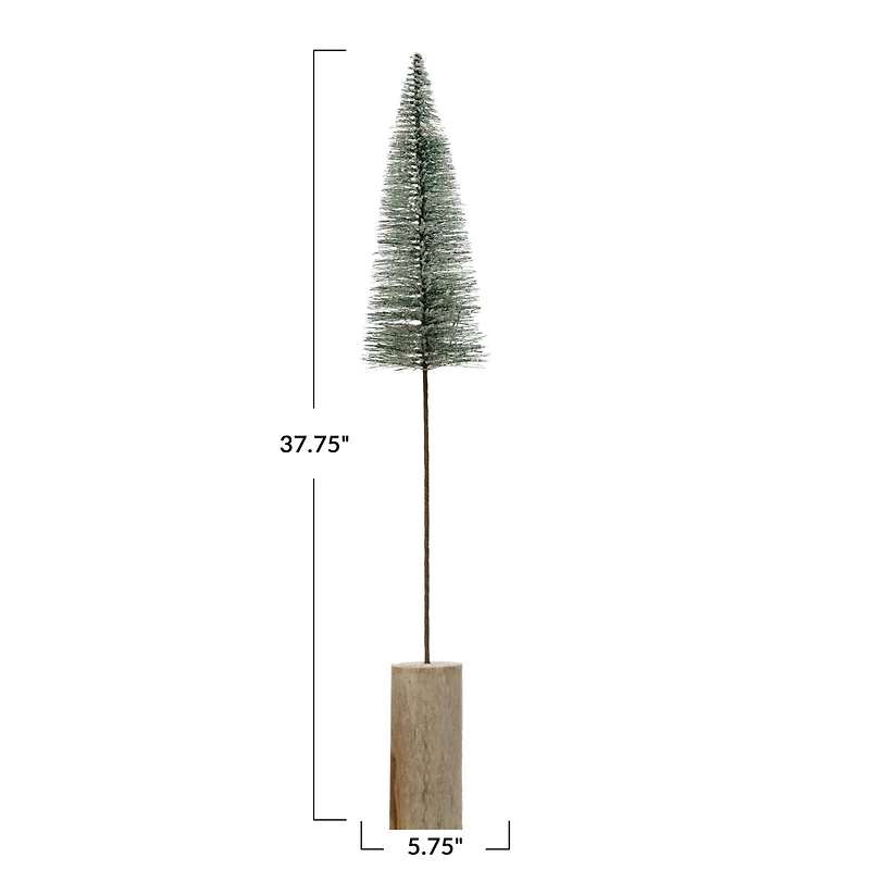 Hello Honey® 3ft. Faux Green Tree with Snow Finish & Wood Base