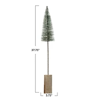 Hello Honey® 3ft. Faux Green Tree with Snow Finish & Wood Base