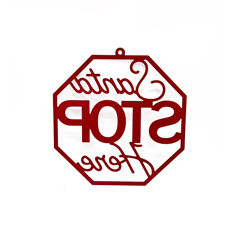 15" Red Santa Stop Here Metal Sign by Ashland®