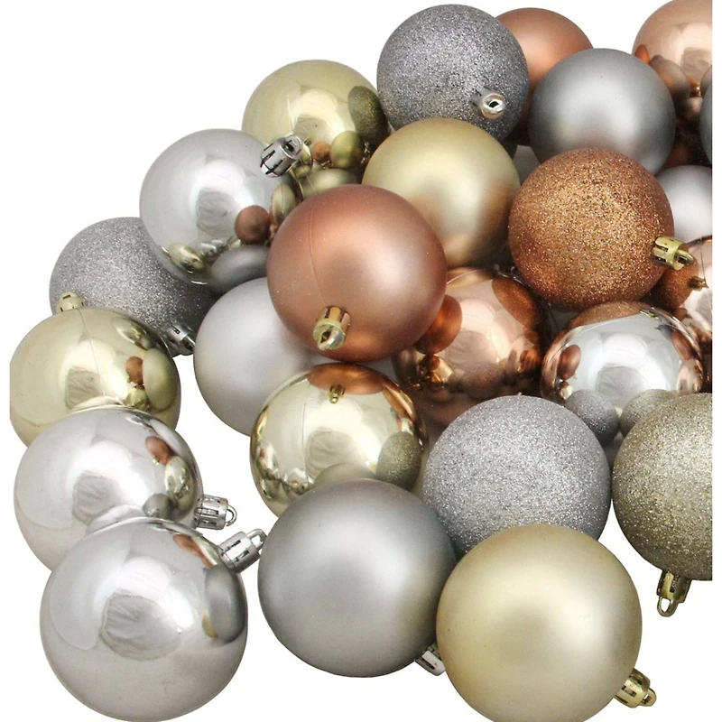 60ct. 2.5" Earth Tone Shatterproof 3-Finish Christmas Ball Ornaments