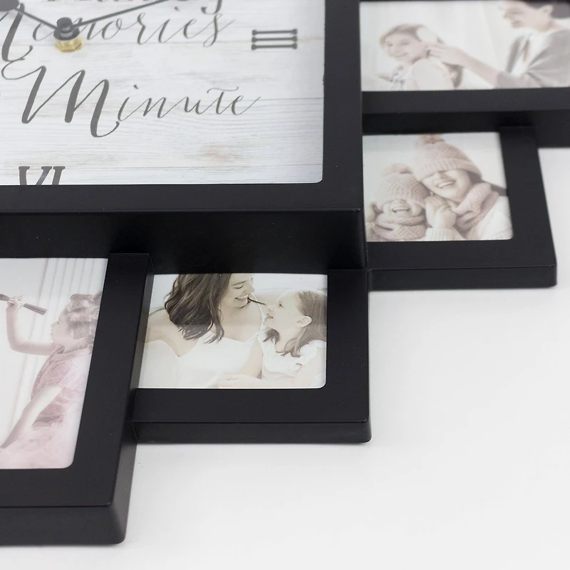 Black "Memories by the Minute" Picture Frame Wall Collage Clock