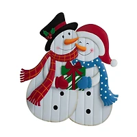 Glitzhome® 2.5ft. Metal Lovely Snowman Yard Stake