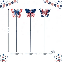 Glitzhome® 24" Patriotic Butterfly Yard Stake Set