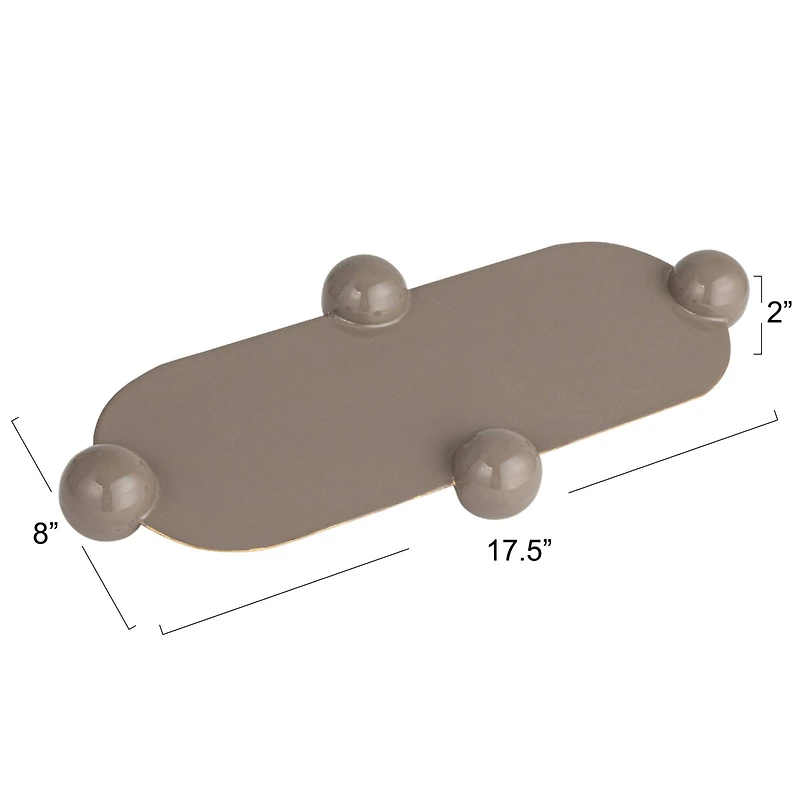 Hello Honey® 17.5" Gray Elegance Enamel Metal Tray with Ball Feet