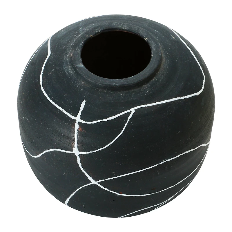 6.5" Black & White Terra Cotta Vase