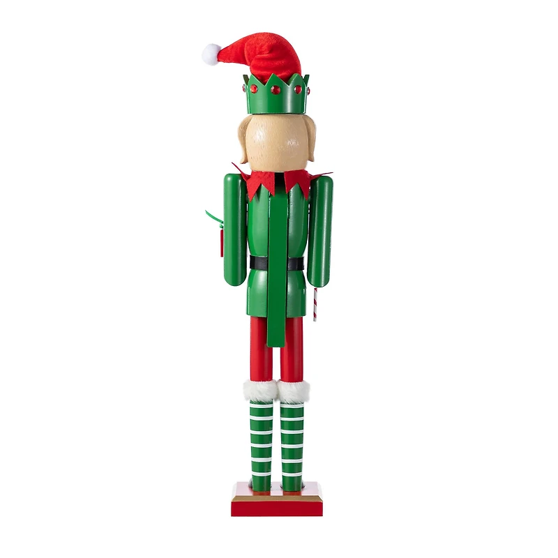Glitzhome® 23.5"H Wooden Christmas Elf Dog Nutcracker