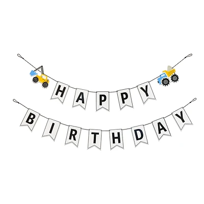 5ft. White Happy Birthday Construction Banner Set by Celebrate It™