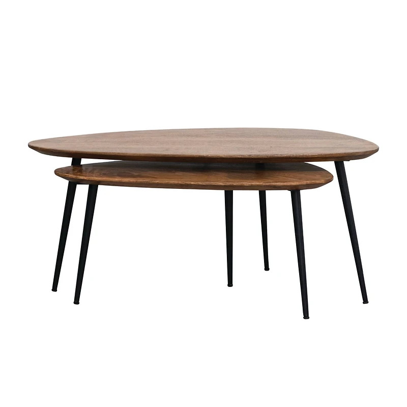 Hello Honey® Mid-Century Modern Wood & Metal Organic Shaped Nesting Table Set