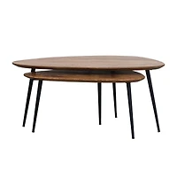 Hello Honey® Mid-Century Modern Wood & Metal Organic Shaped Nesting Table Set