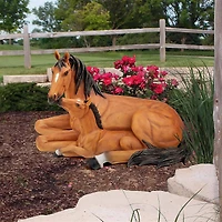 Design Toscano 17.5" Motherly Love Pony Foal & Mare Horse Statue