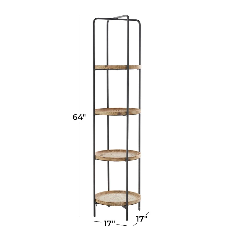 Brown Wood Traditional Shelving Unit 64" x 17" x 17"
