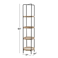 Brown Wood Traditional Shelving Unit 64" x 17" x 17"