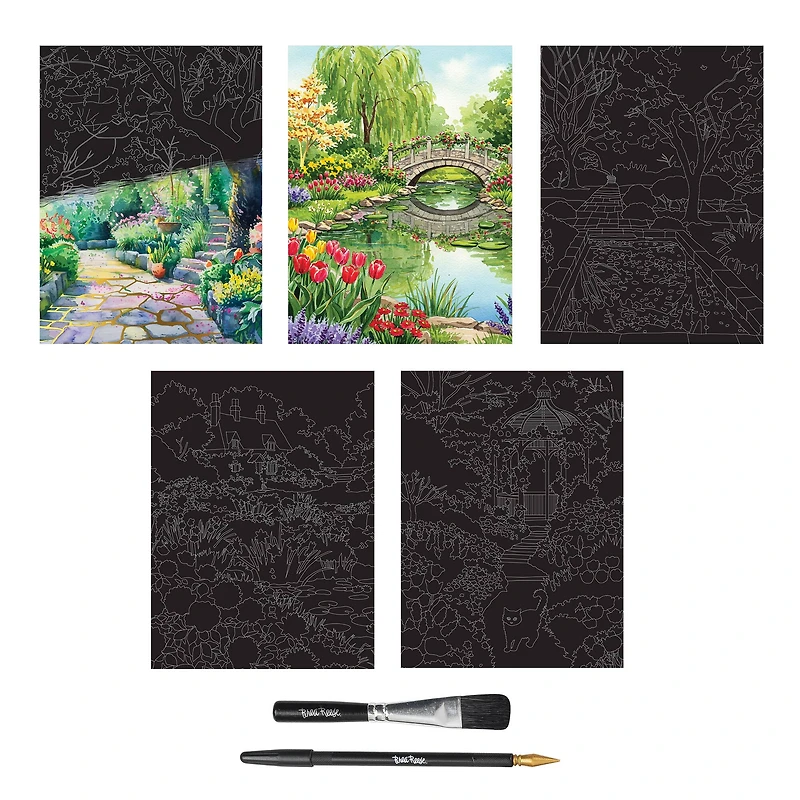 Brea Reese™ 9" x 12" Garden Scenes Scratch Art Paper Pad