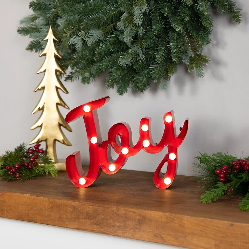 Lighted "Joy" Christmas Decoration - 11.25"
