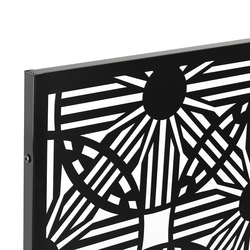 Glitzhome® 6ft. Black Galvanized Steel Floral Room Divider