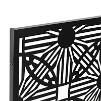 Glitzhome® 6ft. Black Galvanized Steel Floral Room Divider