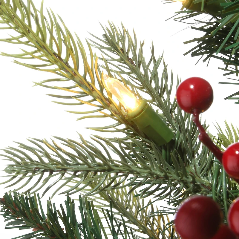 4ft. Pre-Lit & Pre-Decorated Scotch Creek Fir Entrance Artificial Christmas Tree, Warm White LED Lights